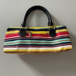 Primeware Insulated Wine Clutch/Purse/Bag with corkscrew, striped multicolored